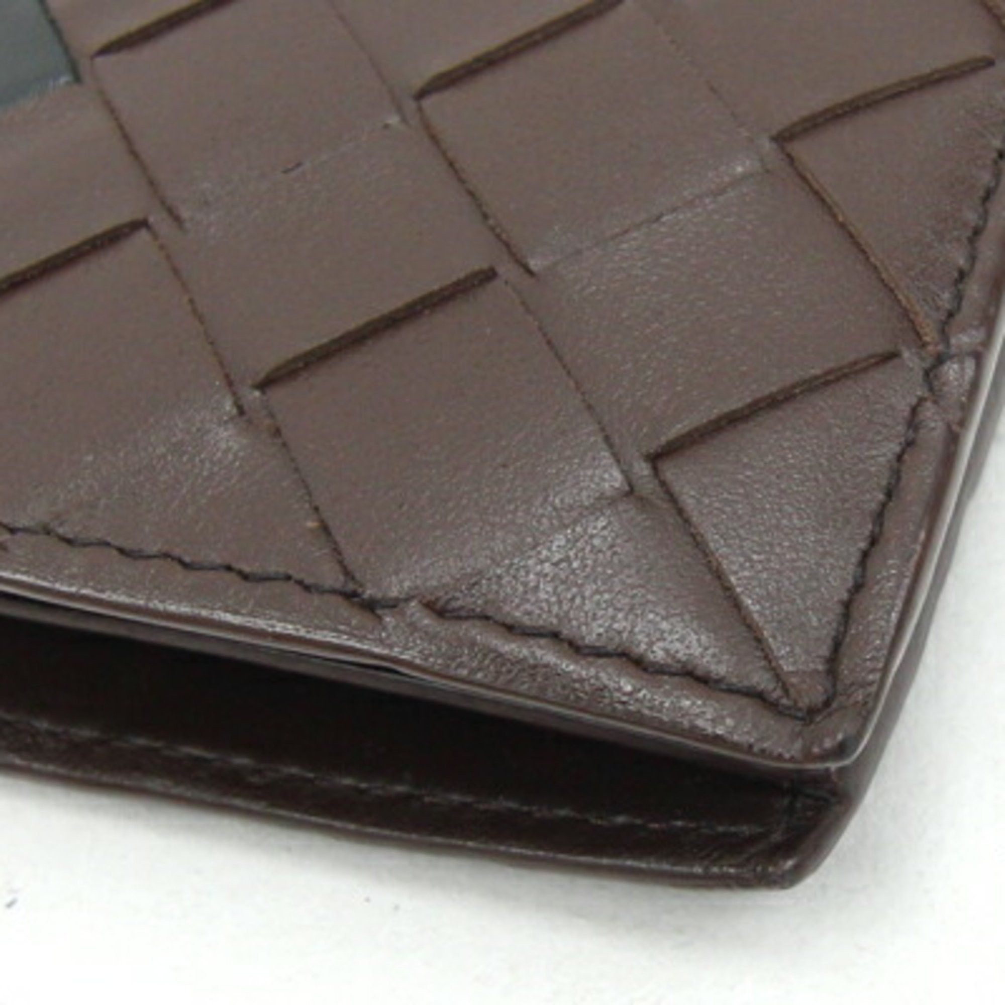 Bottega Veneta Bottega Veneta Bi-fold Wallet Intrecciato 605722 Brown Black Leather Compact Bicolor Men's BOTTEGA VENETA Size ONE SIZE - 3 Thumbnail