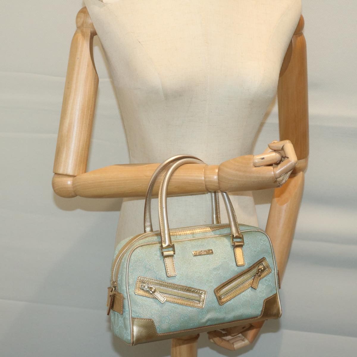 Gucci Gg Canvas Blue Canvas Handbag (Pre-Owned) Size ONE SIZE - 7 Thumbnail