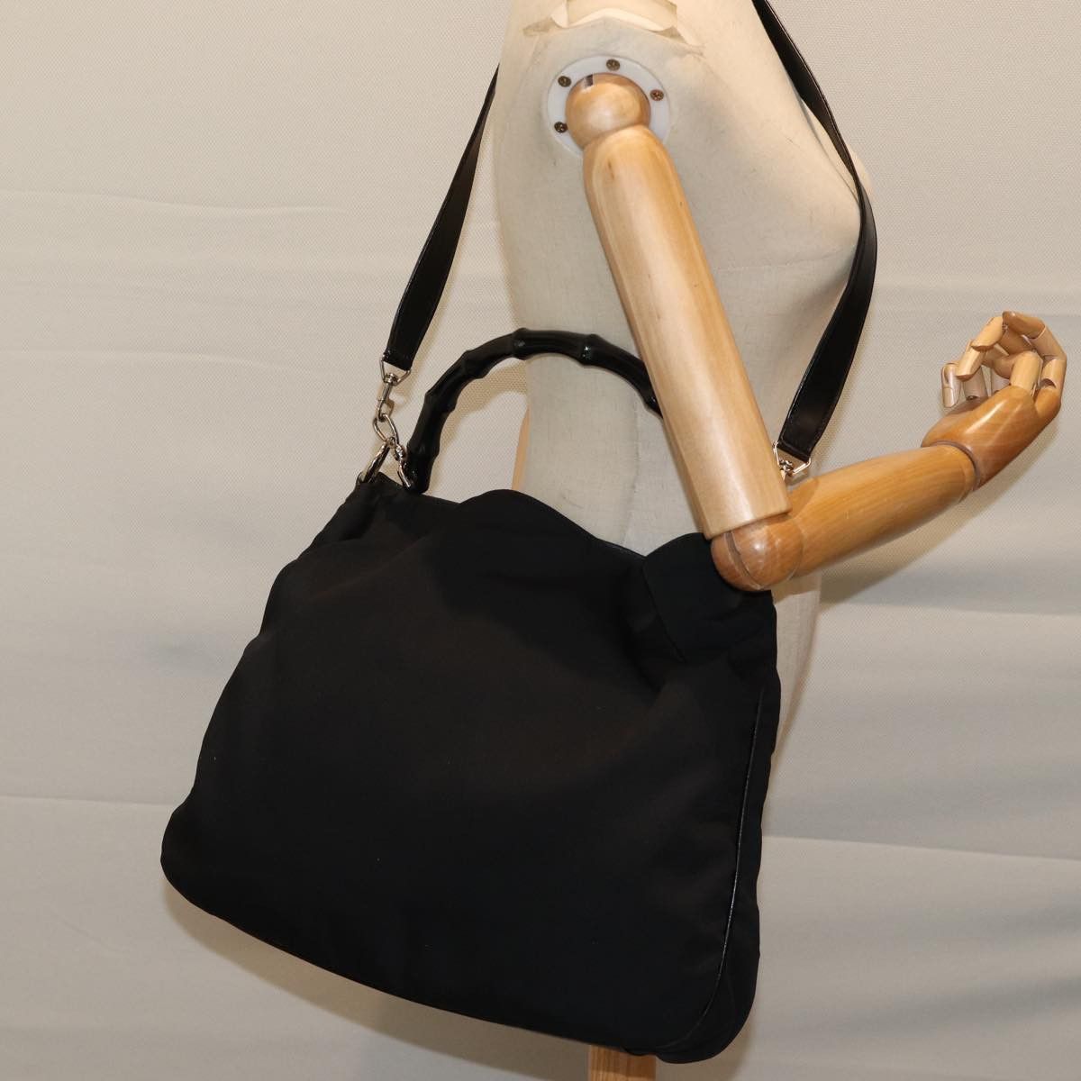 Gucci Bamboo Black Synthetic Shoulder Bag (Pre-Owned) Size ONE SIZE - 7 Thumbnail