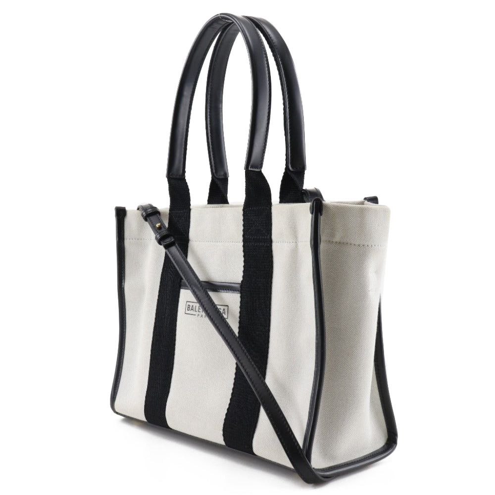 Balenciaga Navy White Canvas Handbag (Pre-Owned) Size ONE SIZE - 7 Thumbnail