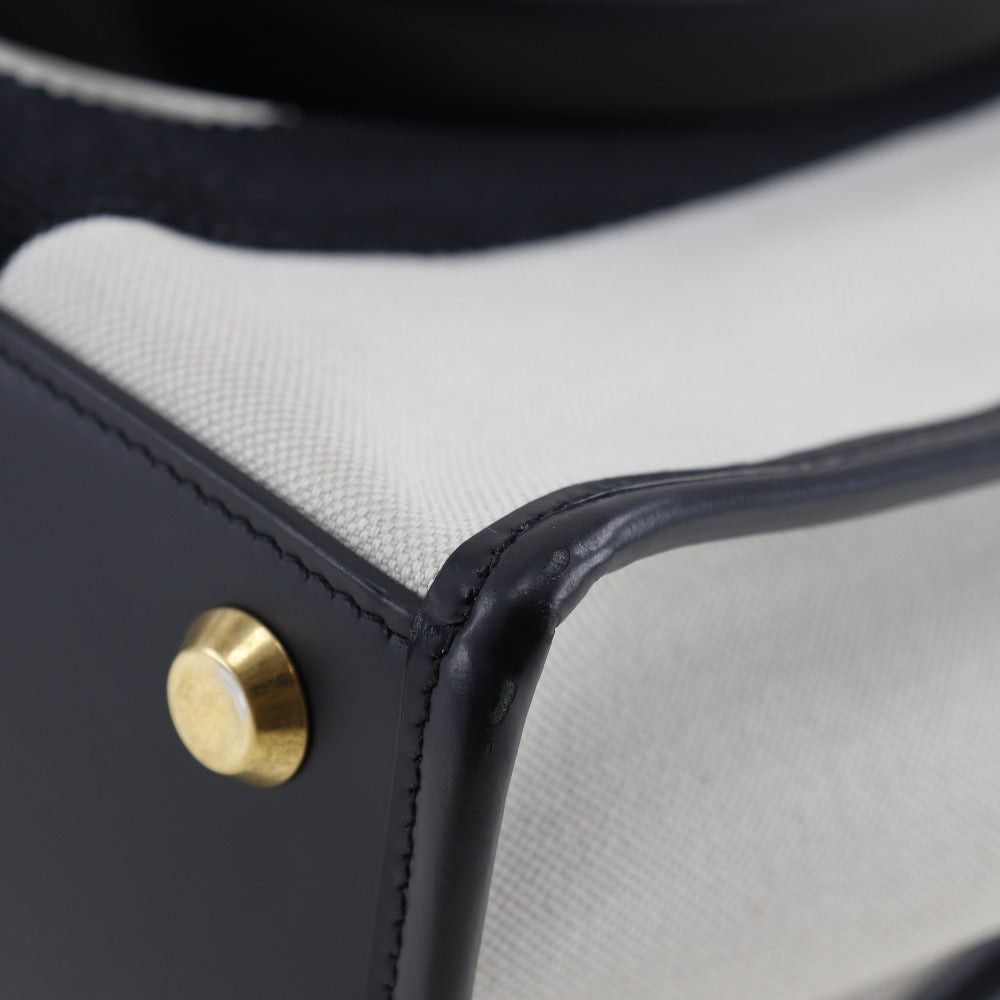 Balenciaga Navy White Canvas Handbag (Pre-Owned) Size ONE SIZE - 3 Thumbnail