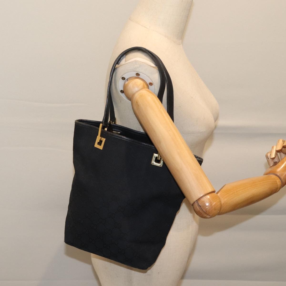 Gucci Gg Canvas Black Canvas Tote Bag (Pre-Owned) Size ONE SIZE - 8 Thumbnail