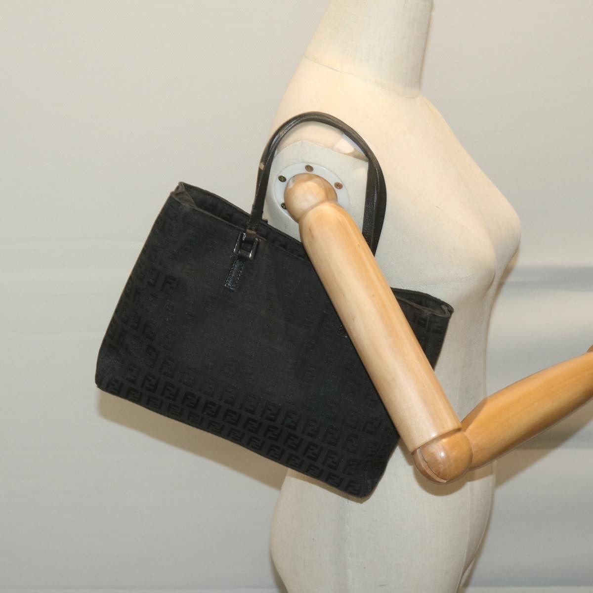 Fendi Zucchino Black Synthetic Handbag (Pre-Owned) Size ONE SIZE - 7 Thumbnail