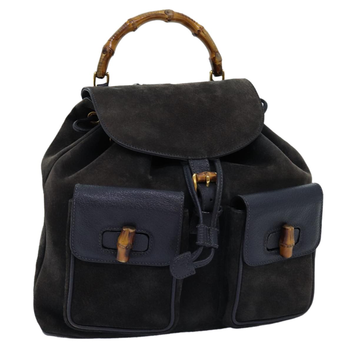 Gucci Bamboo Black Suede Backpack Bag (Pre-Owned) Size ONE SIZE - 13 Thumbnail