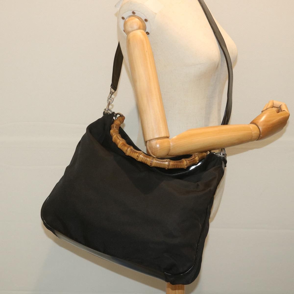 Gucci Bamboo Black Synthetic Shoulder Bag (Pre-Owned) Size ONE SIZE - 6 Thumbnail