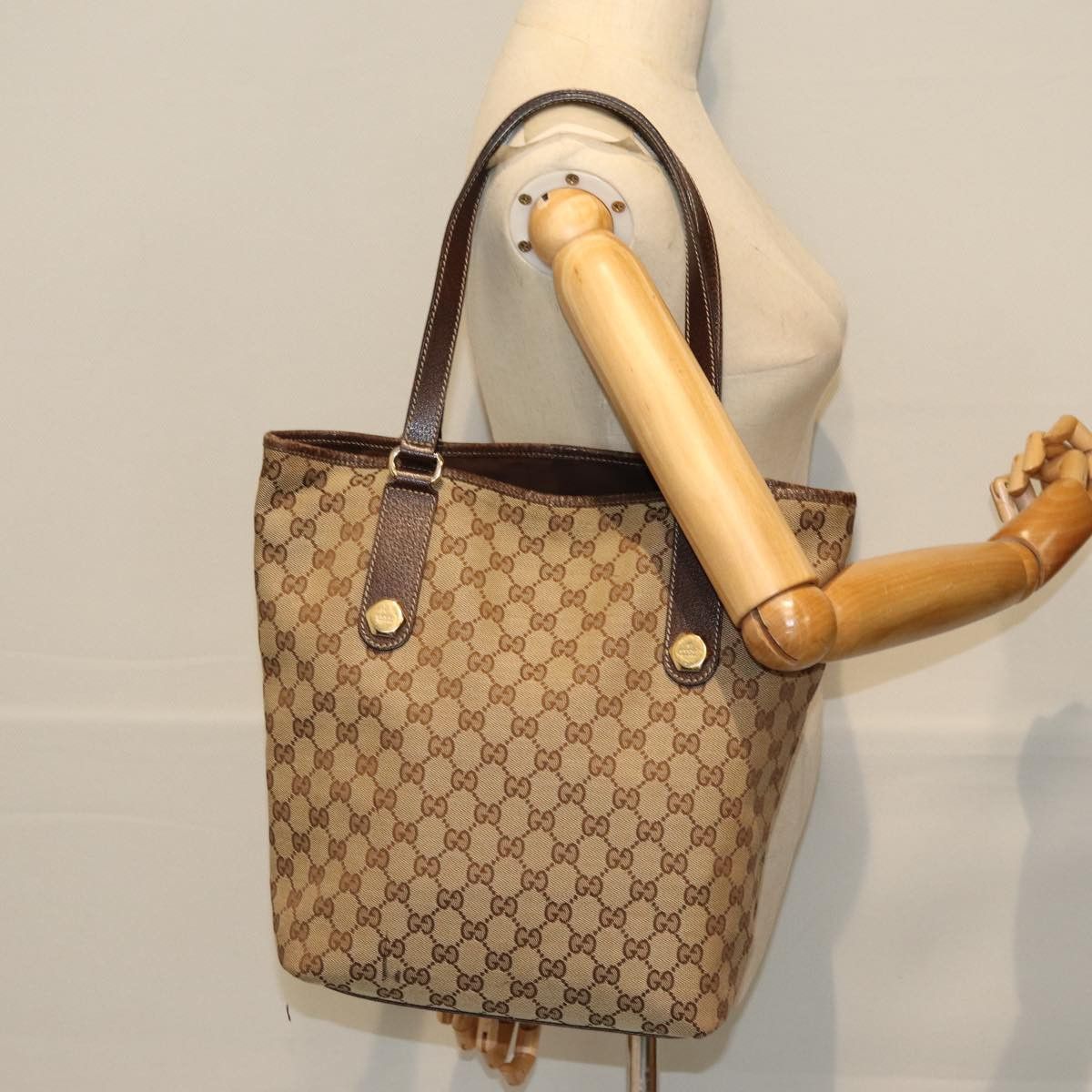 Gucci Gg Canvas Beige Canvas Tote Bag (Pre-Owned) Size ONE SIZE - 8 Thumbnail
