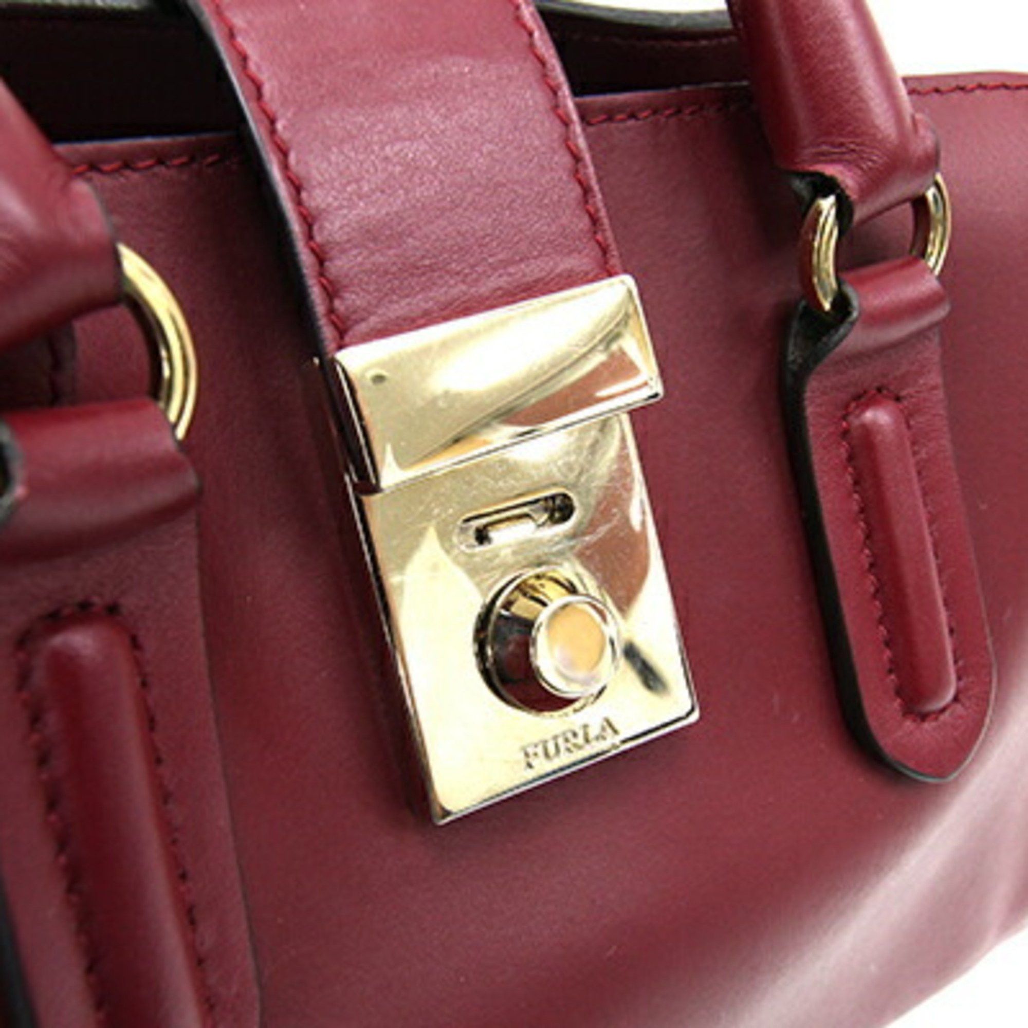 Furla FURLA Milano G7269 Bordeaux Leather Shoulder Bag Red Women's Size ONE SIZE - 7 Thumbnail
