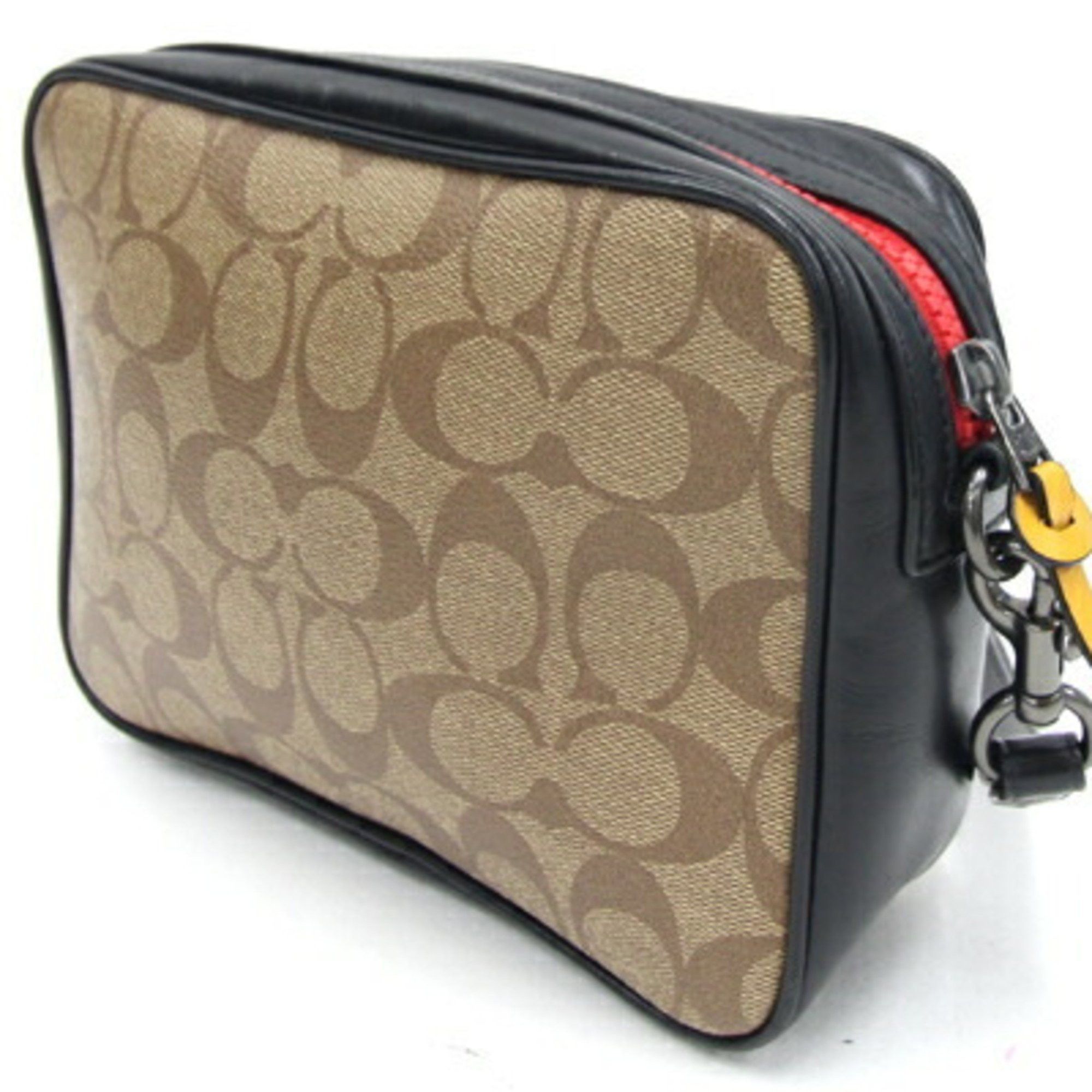 Coach Coach Clutch Bag Signature F73254 Beige Black PVC Leather Second Pouch Men's COACH Size ONE SIZE - 2 Thumbnail