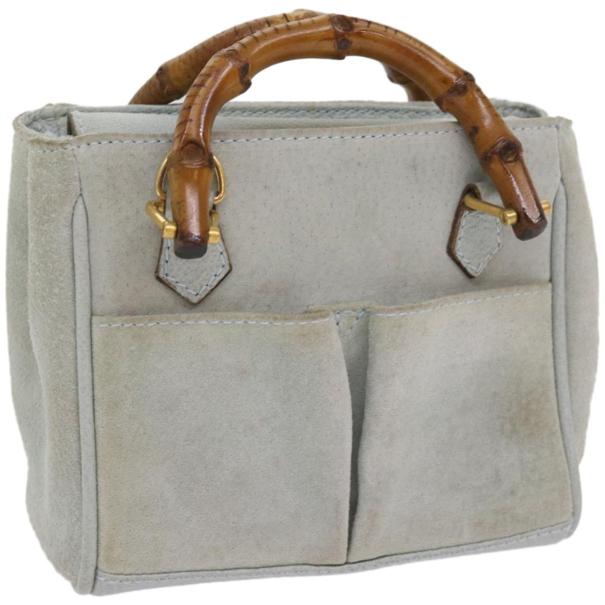 Gucci Bamboo Blue Suede Handbag (Pre-Owned) Size ONE SIZE - 17 Thumbnail