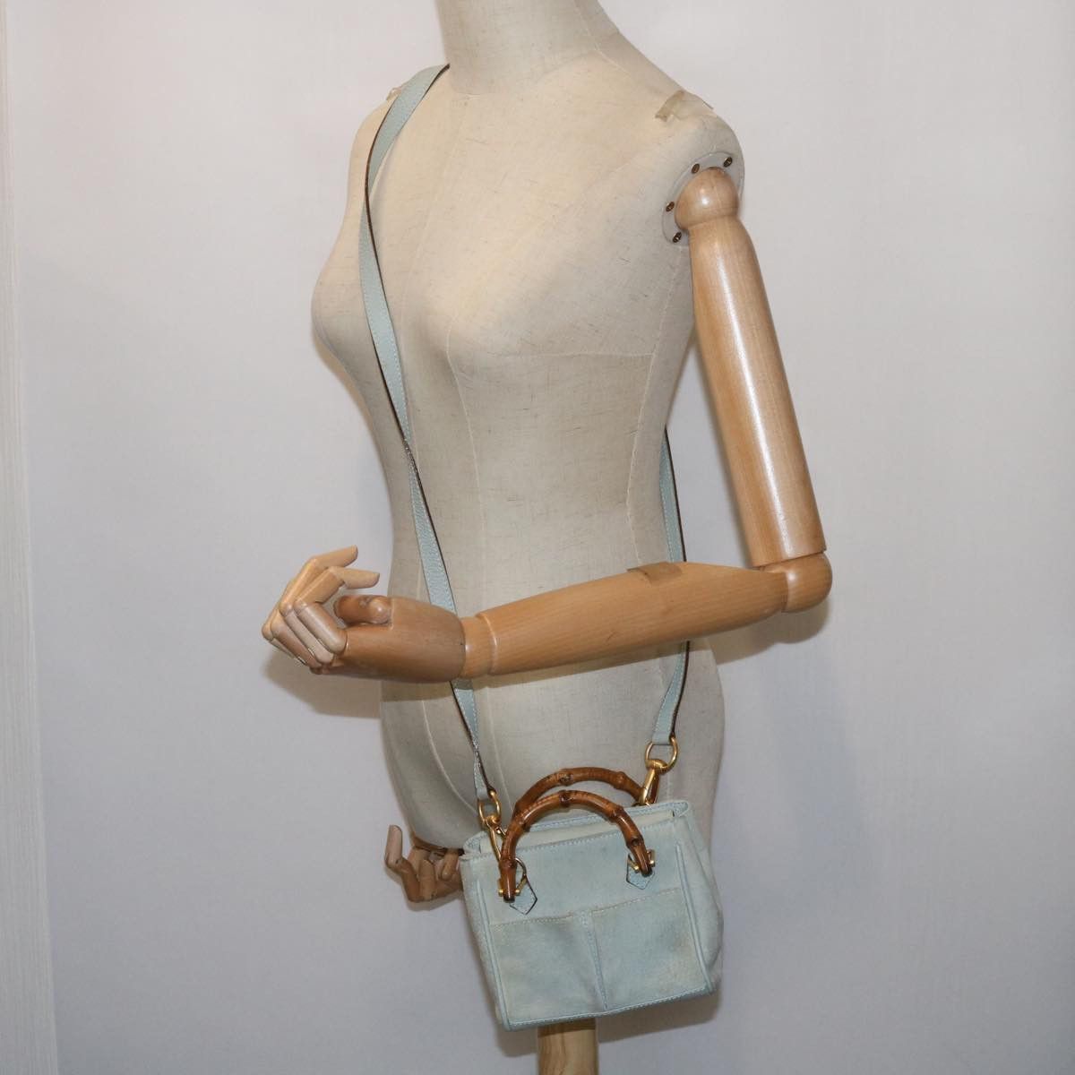 Gucci Bamboo Blue Suede Handbag (Pre-Owned) Size ONE SIZE - 9 Thumbnail