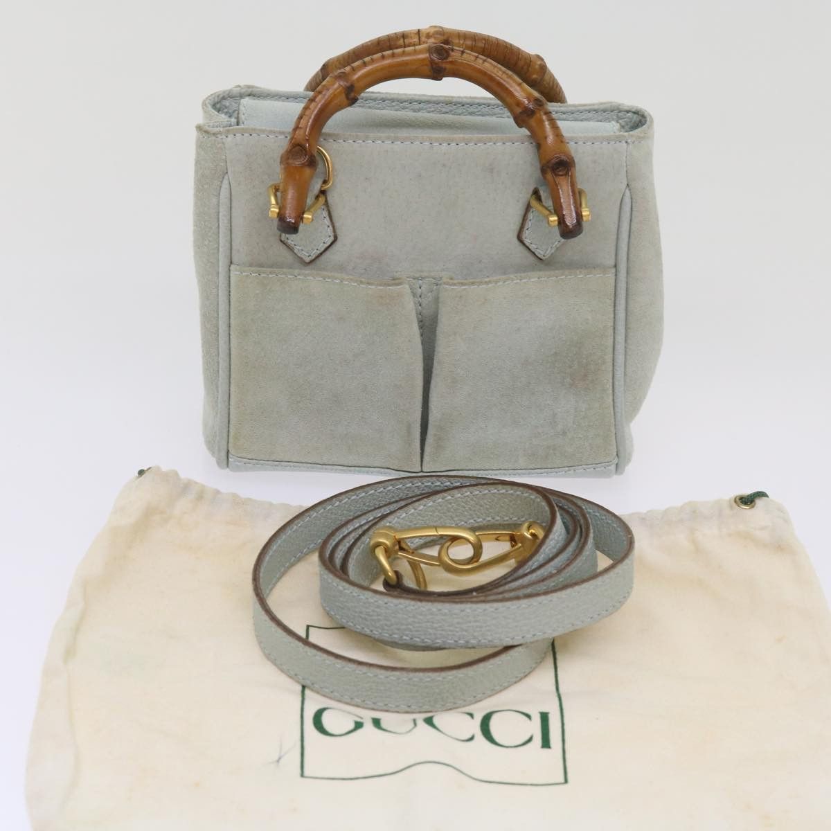 Gucci Bamboo Blue Suede Handbag (Pre-Owned) Size ONE SIZE - 10 Thumbnail