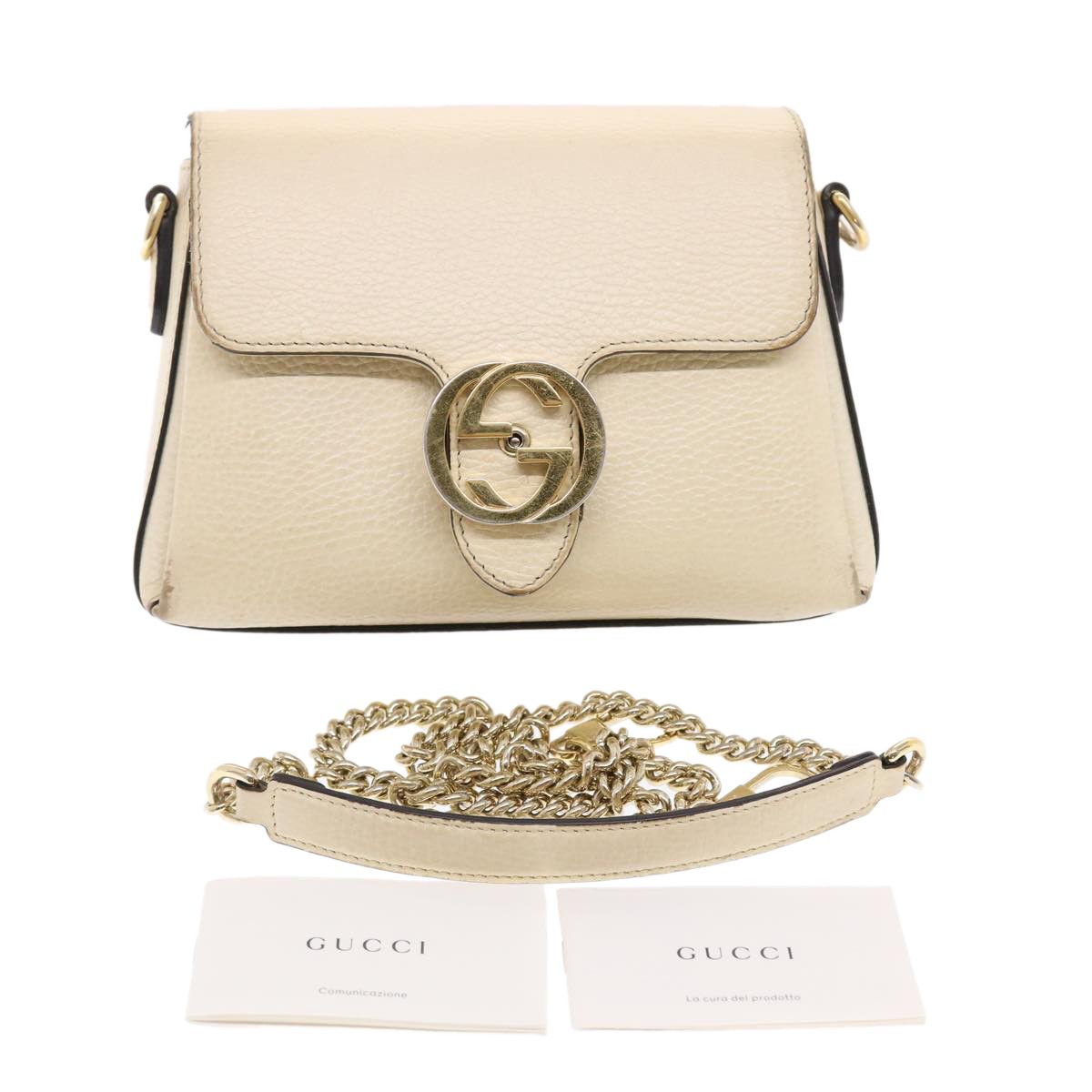 Gucci Interlocking White Leather Shoulder Bag (Pre-Owned) Size ONE SIZE - 9 Thumbnail