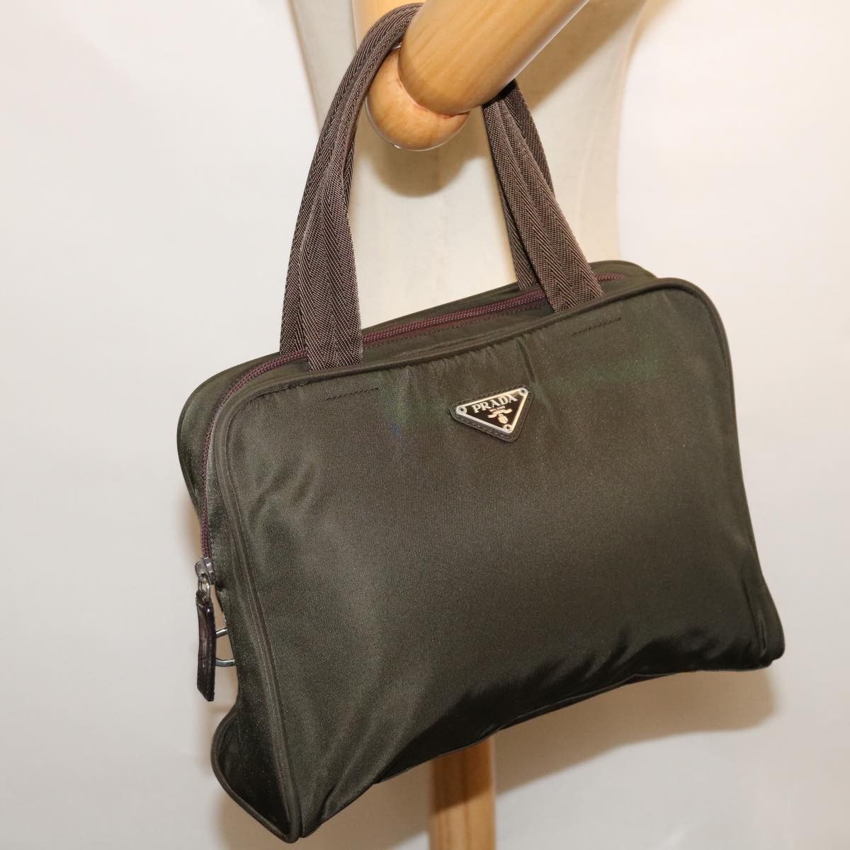 Prada Tessuto Brown Synthetic Handbag (Pre-Owned) Size ONE SIZE - 7 Thumbnail