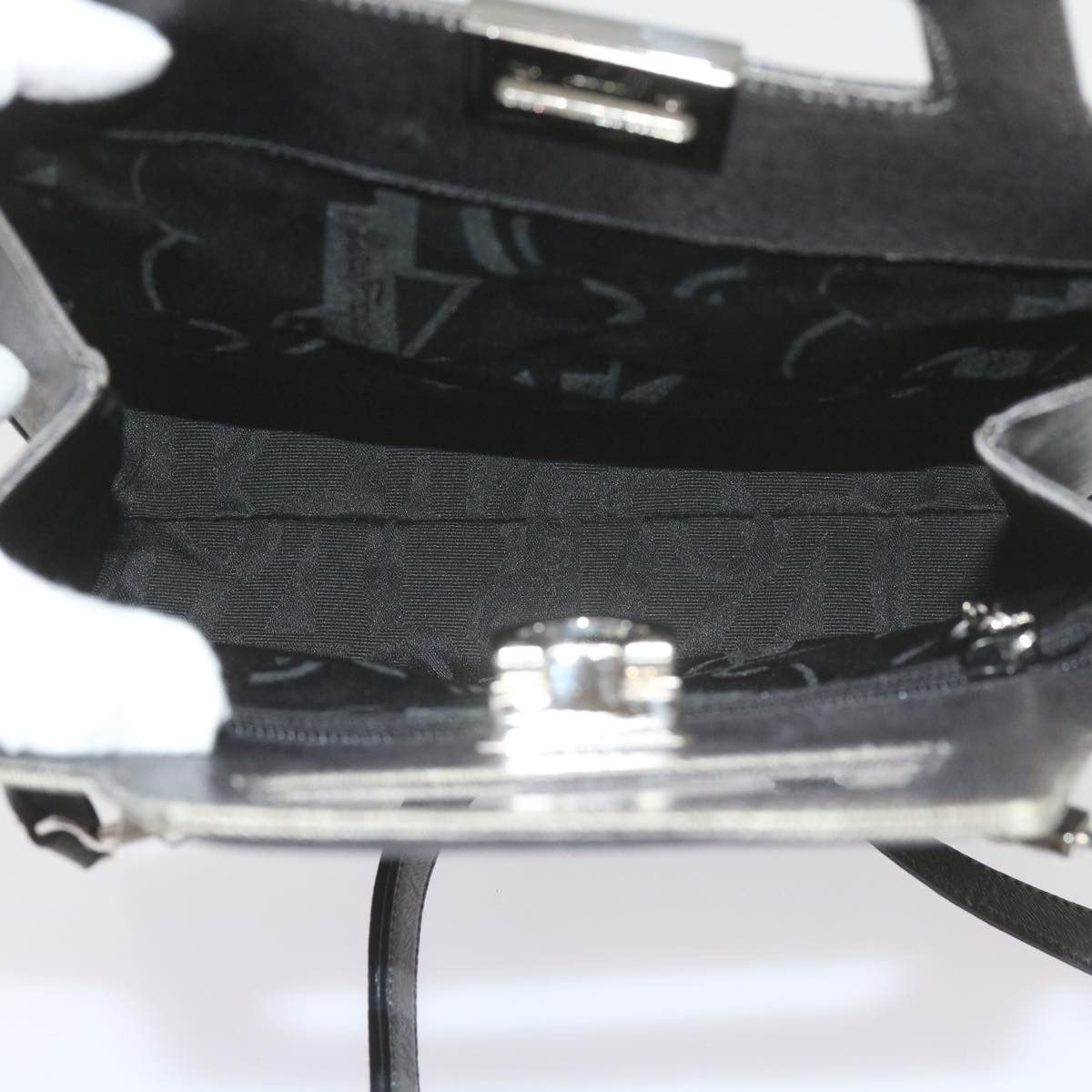 Salvatore Ferragamo Gancini Black Leather Handbag (Pre-Owned) Size ONE SIZE - 5 Thumbnail