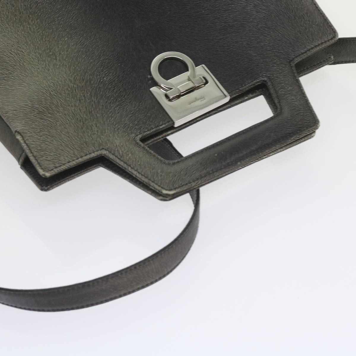 Salvatore Ferragamo Gancini Black Leather Handbag (Pre-Owned) Size ONE SIZE - 4 Thumbnail