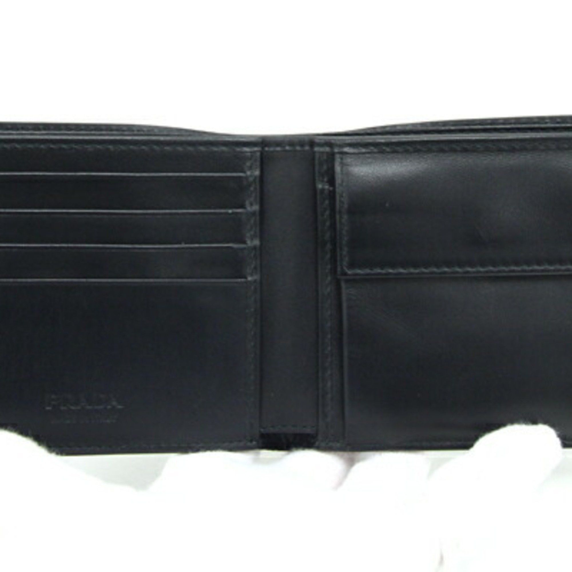 Prada Prada Bi-fold Wallet 2MO738 Black Patent Leather Compact Triangle Men's PRADA Size ONE SIZE - 4 Thumbnail