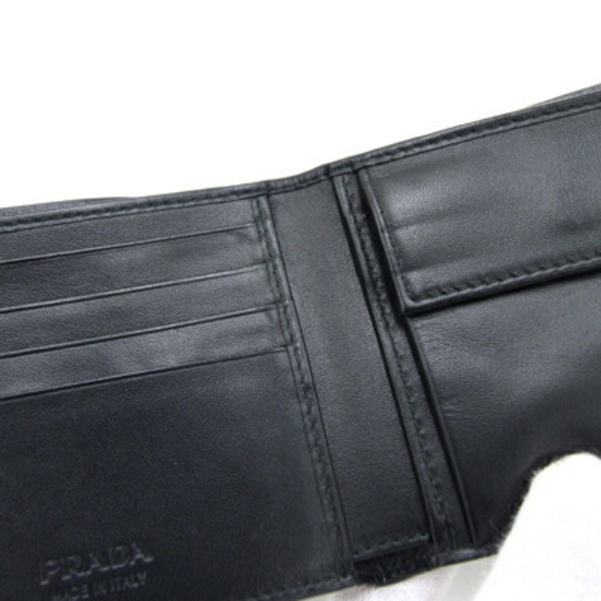 Prada Prada Bi-fold Wallet 2MO738 Black Patent Leather Compact Triangle Men's PRADA Size ONE SIZE - 7 Thumbnail