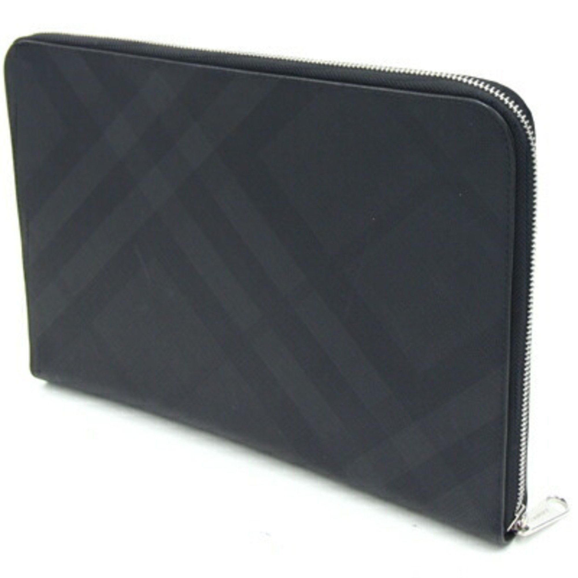 Burberry Burberry Clutch Bag 8022550 Grey Black Leather Checkered Document Case Men's BURBERRY Size ONE SIZE - 2 Thumbnail