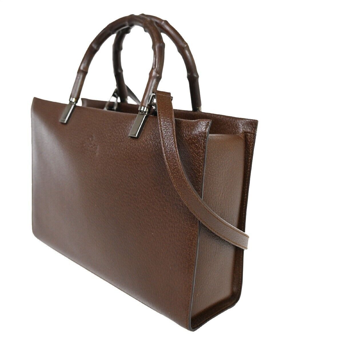 Gucci Bamboo Brown Leather Handbag (Pre-Owned) Size ONE SIZE - 4 Thumbnail