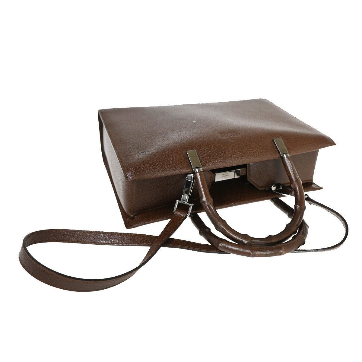 Gucci Bamboo Brown Leather Handbag (Pre-Owned) Size ONE SIZE - 13 Thumbnail