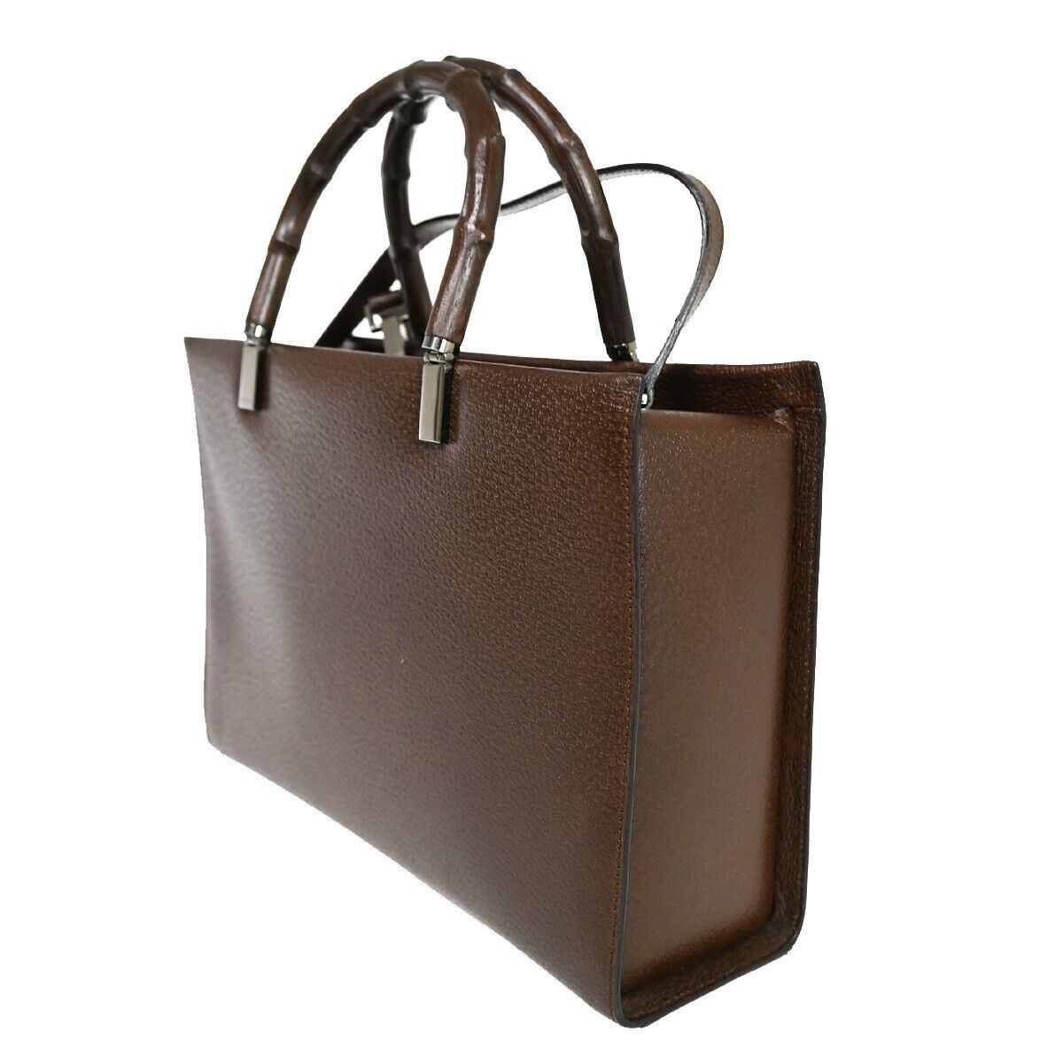 Gucci Bamboo Brown Leather Handbag (Pre-Owned) Size ONE SIZE - 3 Thumbnail