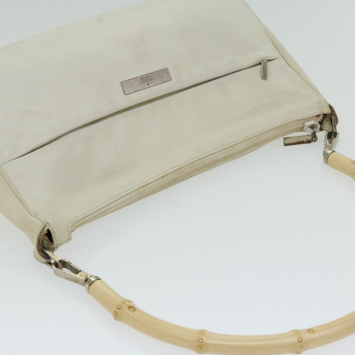 Gucci Bamboo White Leather Handbag (Pre-Owned) Size ONE SIZE - 4 Thumbnail