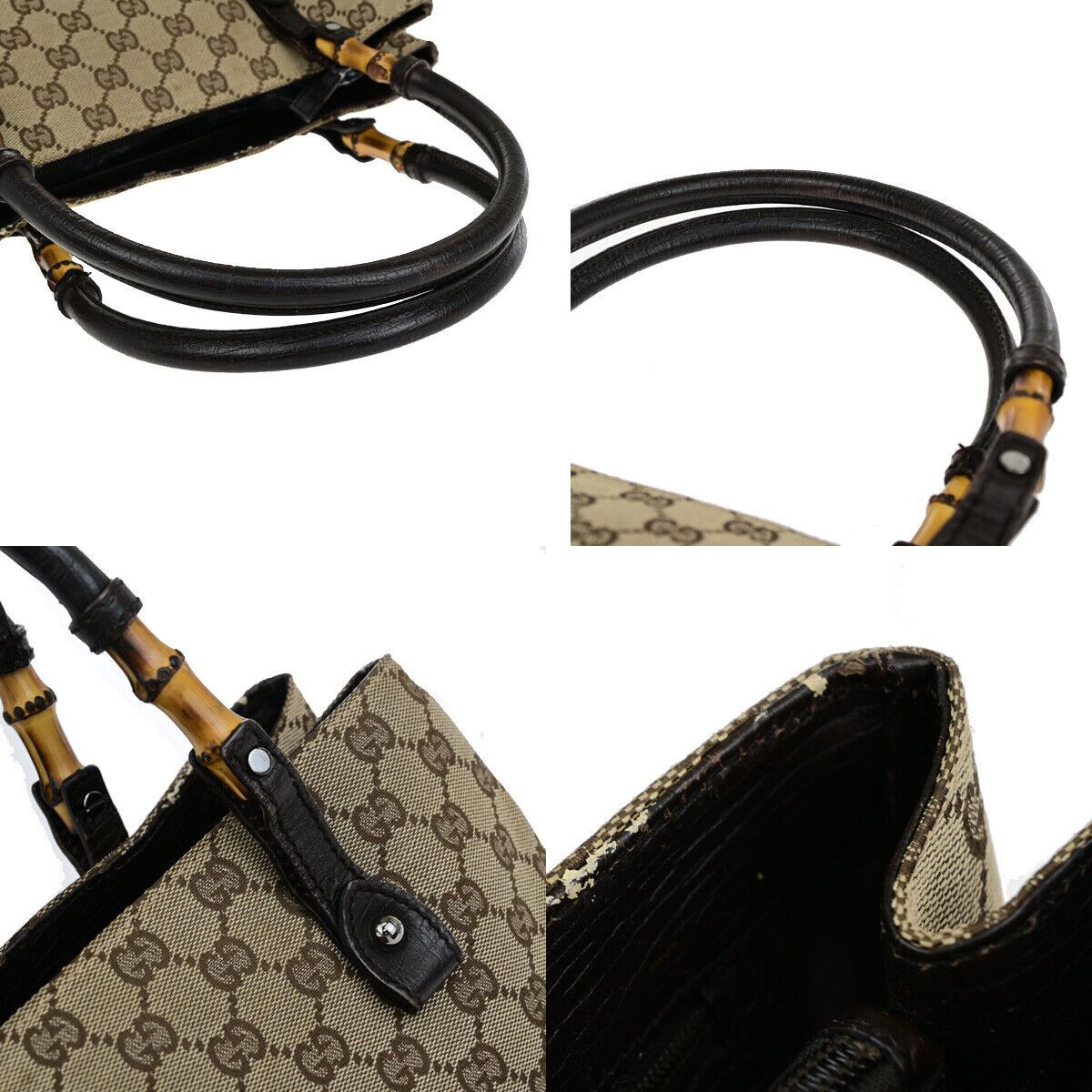 Gucci Bamboo Beige Canvas Handbag (Pre-Owned) Size ONE SIZE - 9 Thumbnail