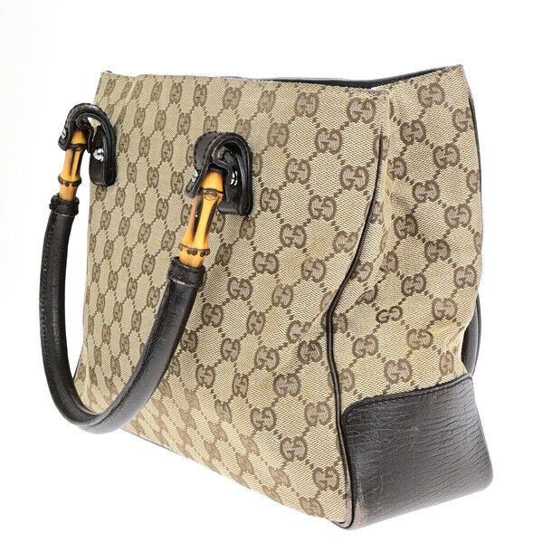 Gucci Bamboo Beige Canvas Handbag (Pre-Owned) Size ONE SIZE - 13 Thumbnail