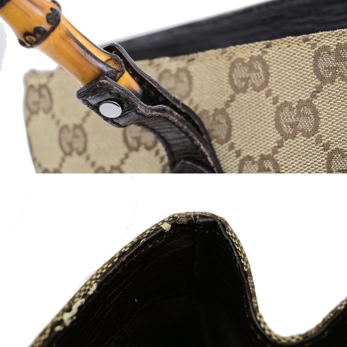 Gucci Bamboo Beige Canvas Handbag (Pre-Owned) Size ONE SIZE - 10 Thumbnail