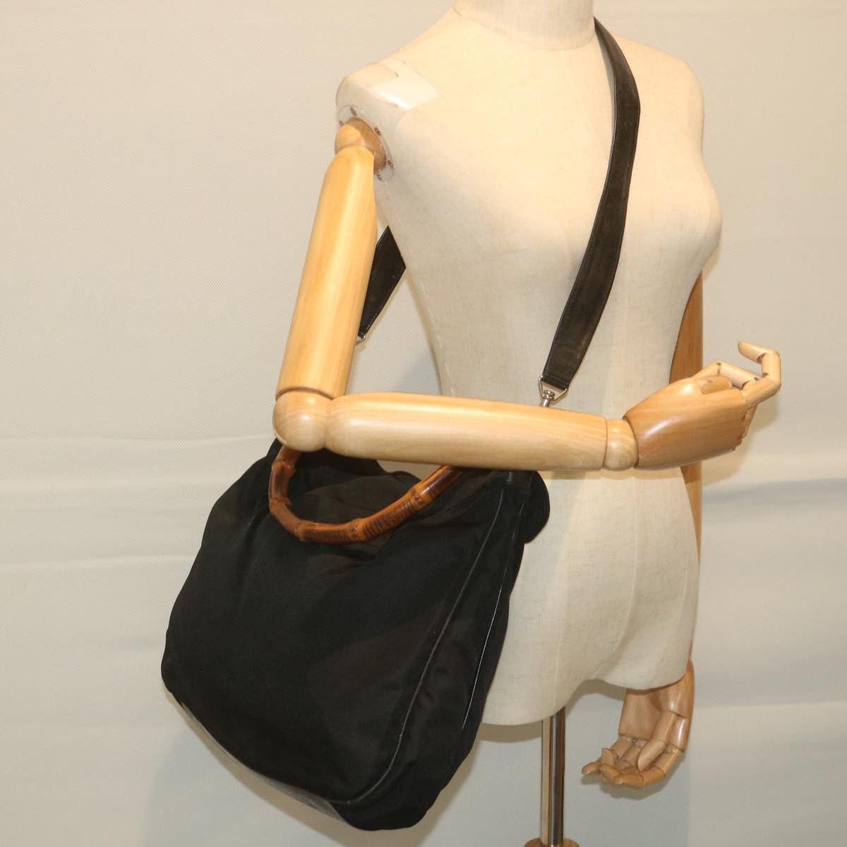 Gucci Bamboo Black Canvas Shoulder Bag (Pre-Owned) Size ONE SIZE - 7 Thumbnail