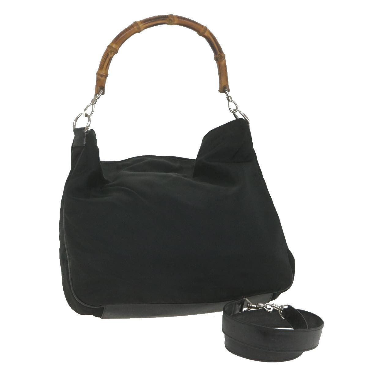 Gucci Bamboo Black Canvas Shoulder Bag (Pre-Owned) Size ONE SIZE - 15 Thumbnail