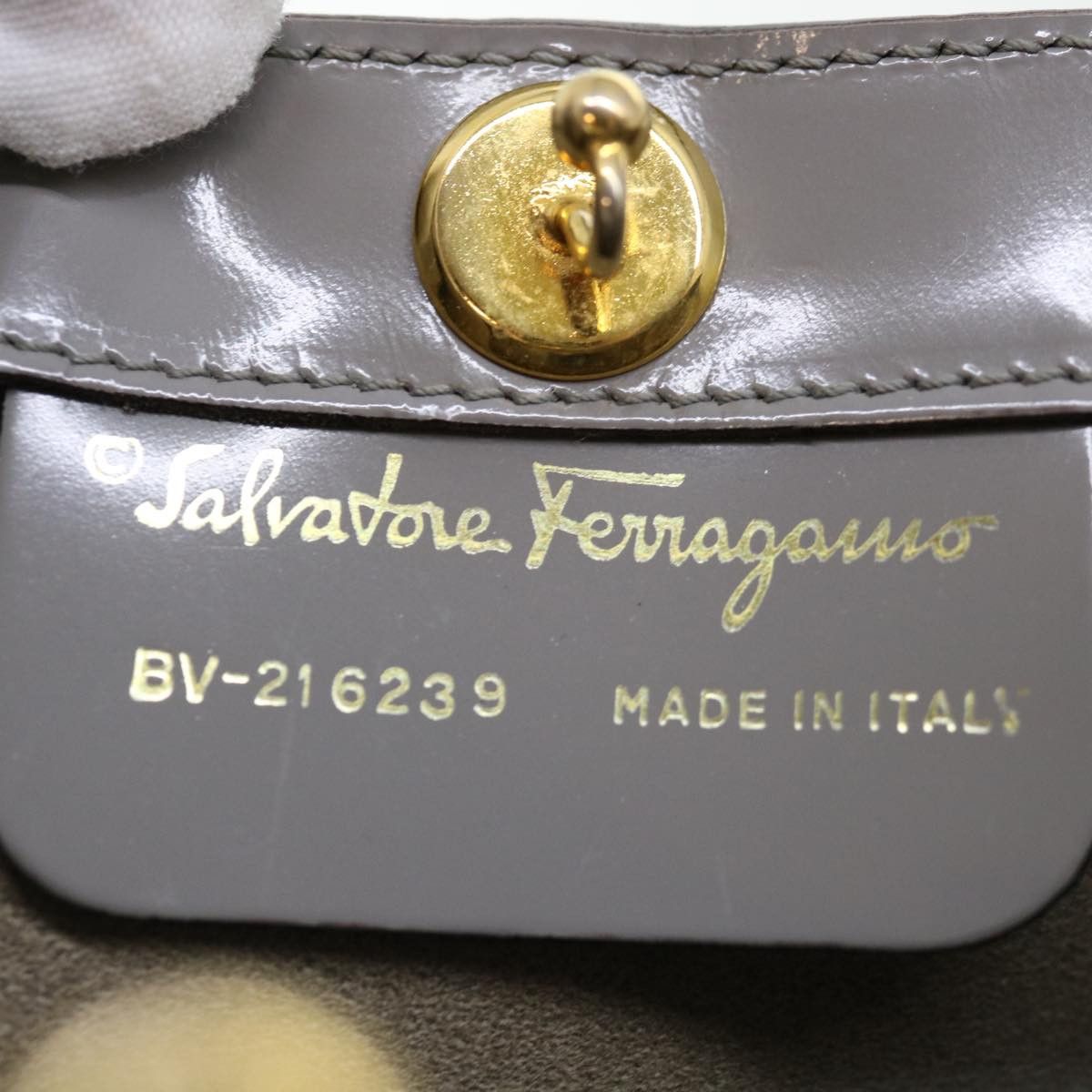 Salvatore Ferragamo Grey Patent Leather Handbag (Pre-Owned) Size ONE SIZE - 6 Thumbnail
