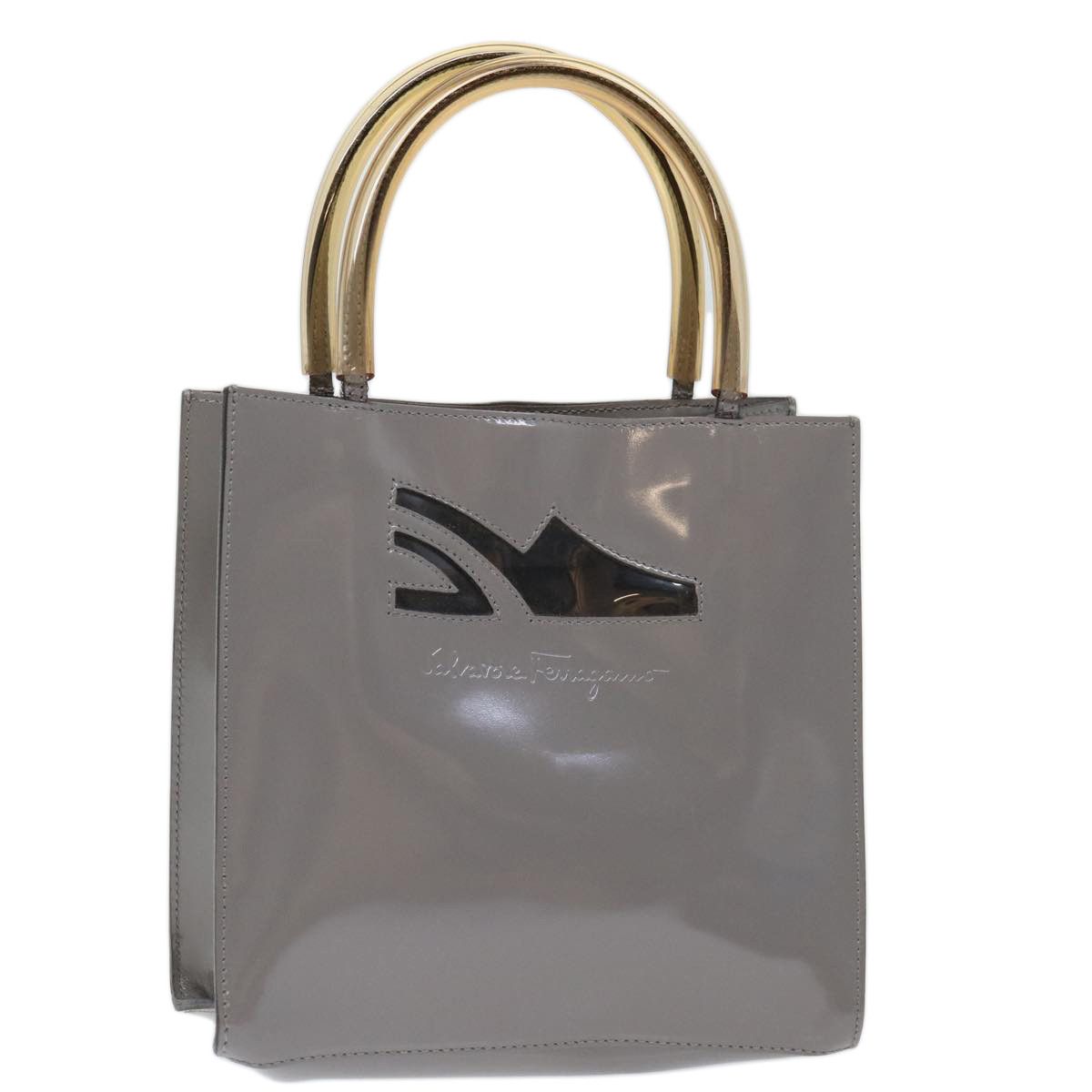 Salvatore Ferragamo Grey Patent Leather Handbag (Pre-Owned) Size ONE SIZE - 18 Thumbnail