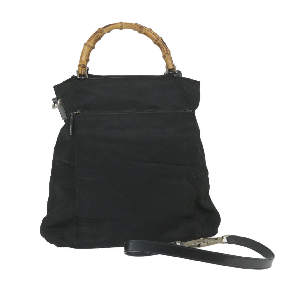 Gucci Bamboo Black Canvas Shoulder Bag (Pre-Owned) Size ONE SIZE - 11 Thumbnail