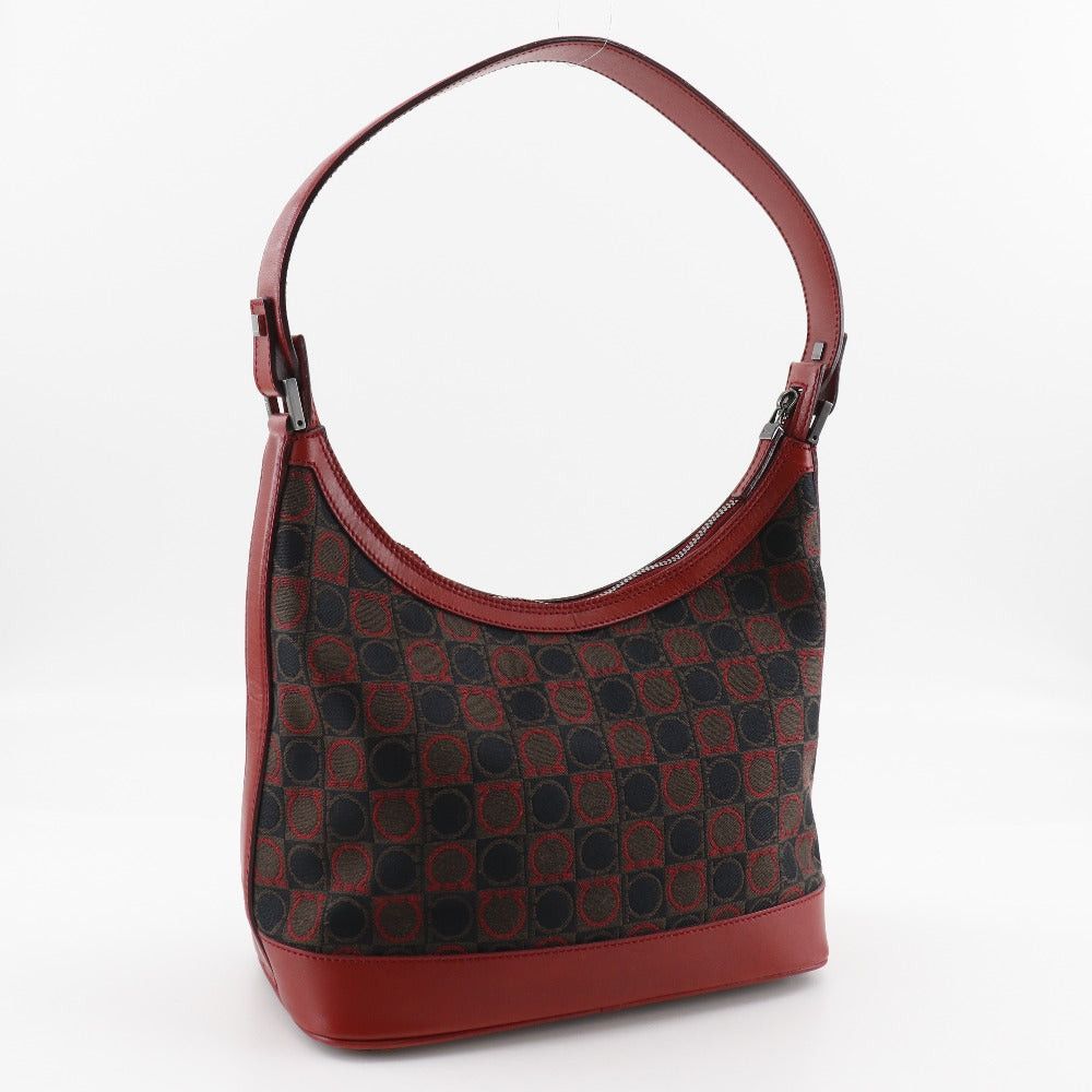 Salvatore Ferragamo Gancini Red Canvas Shoulder Bag (Pre-Owned) Size ONE SIZE - 4 Thumbnail