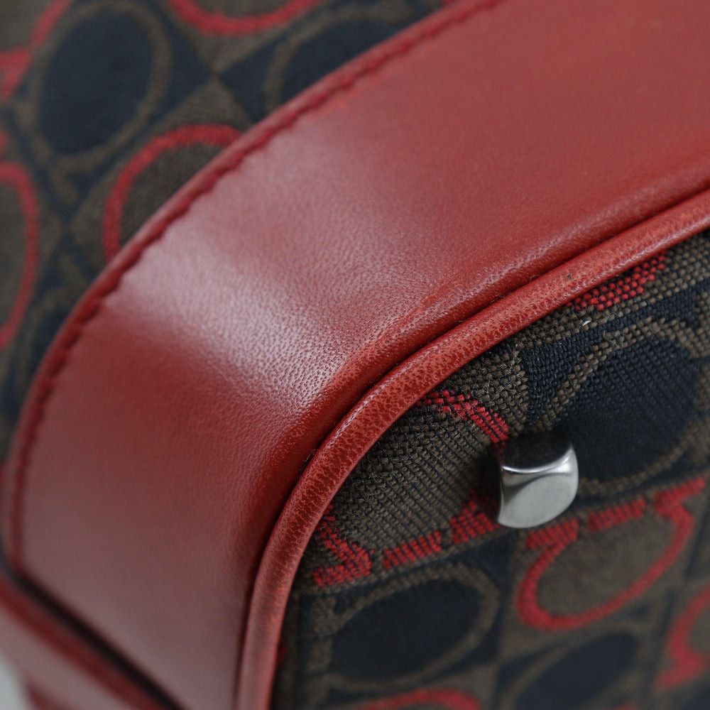 Salvatore Ferragamo Gancini Red Canvas Shoulder Bag (Pre-Owned) Size ONE SIZE - 3 Thumbnail