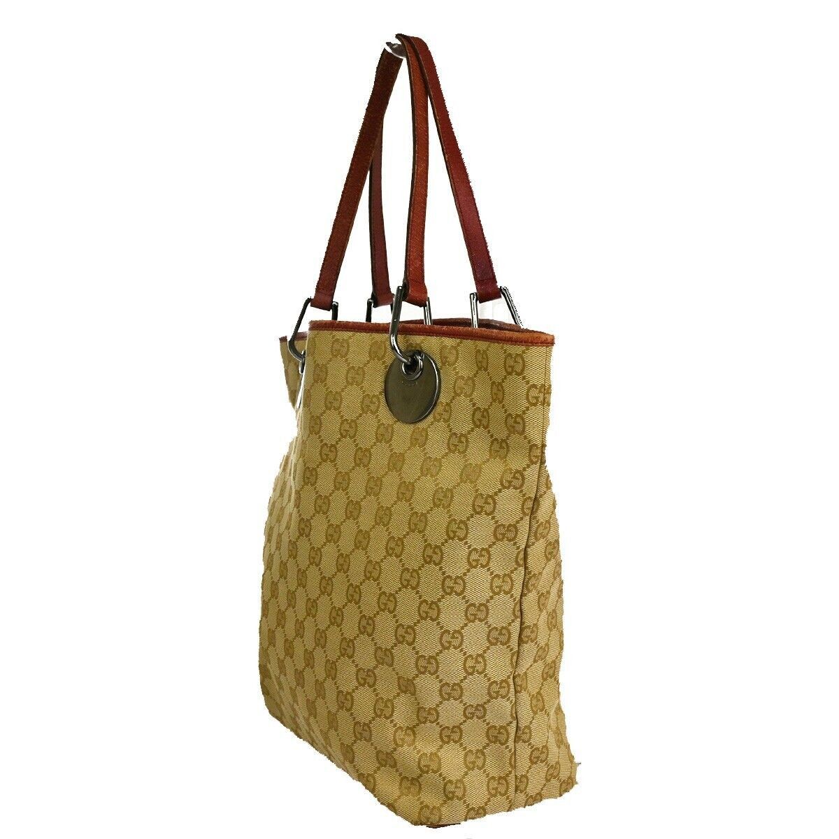 Gucci Gg Pattern Beige Canvas Shoulder Bag (Pre-Owned) Size ONE SIZE - 3 Thumbnail