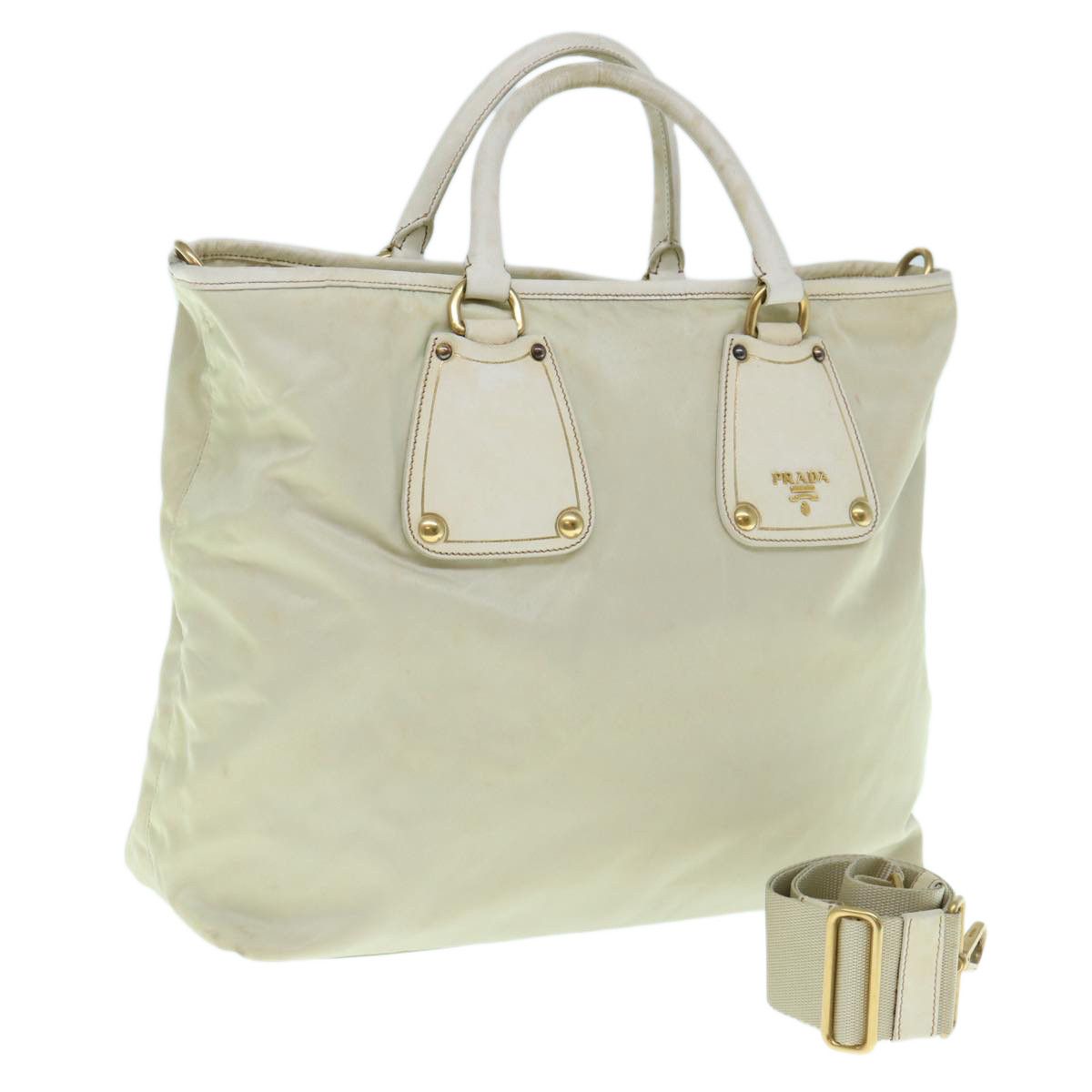 Prada Tessuto Beige Synthetic Handbag (Pre-Owned) Size ONE SIZE - 9 Thumbnail