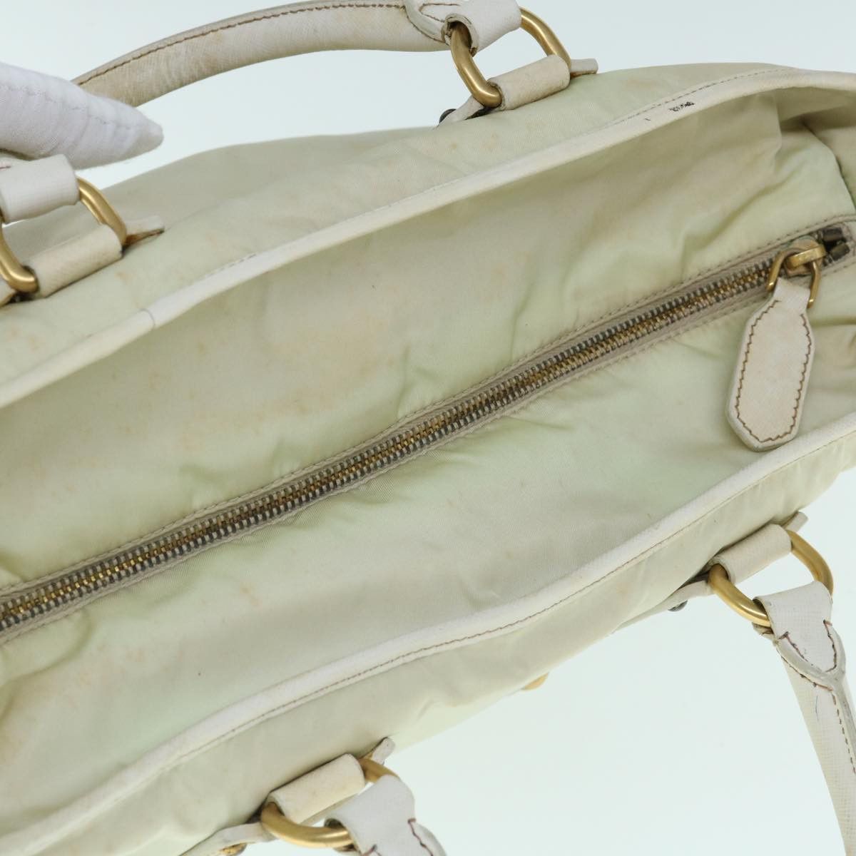 Prada Tessuto Beige Synthetic Handbag (Pre-Owned) Size ONE SIZE - 4 Thumbnail
