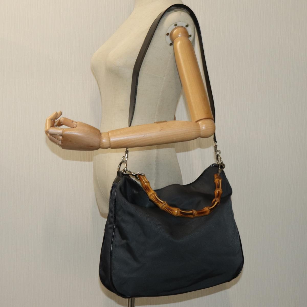 Gucci Bamboo Black Synthetic Handbag (Pre-Owned) Size ONE SIZE - 7 Thumbnail