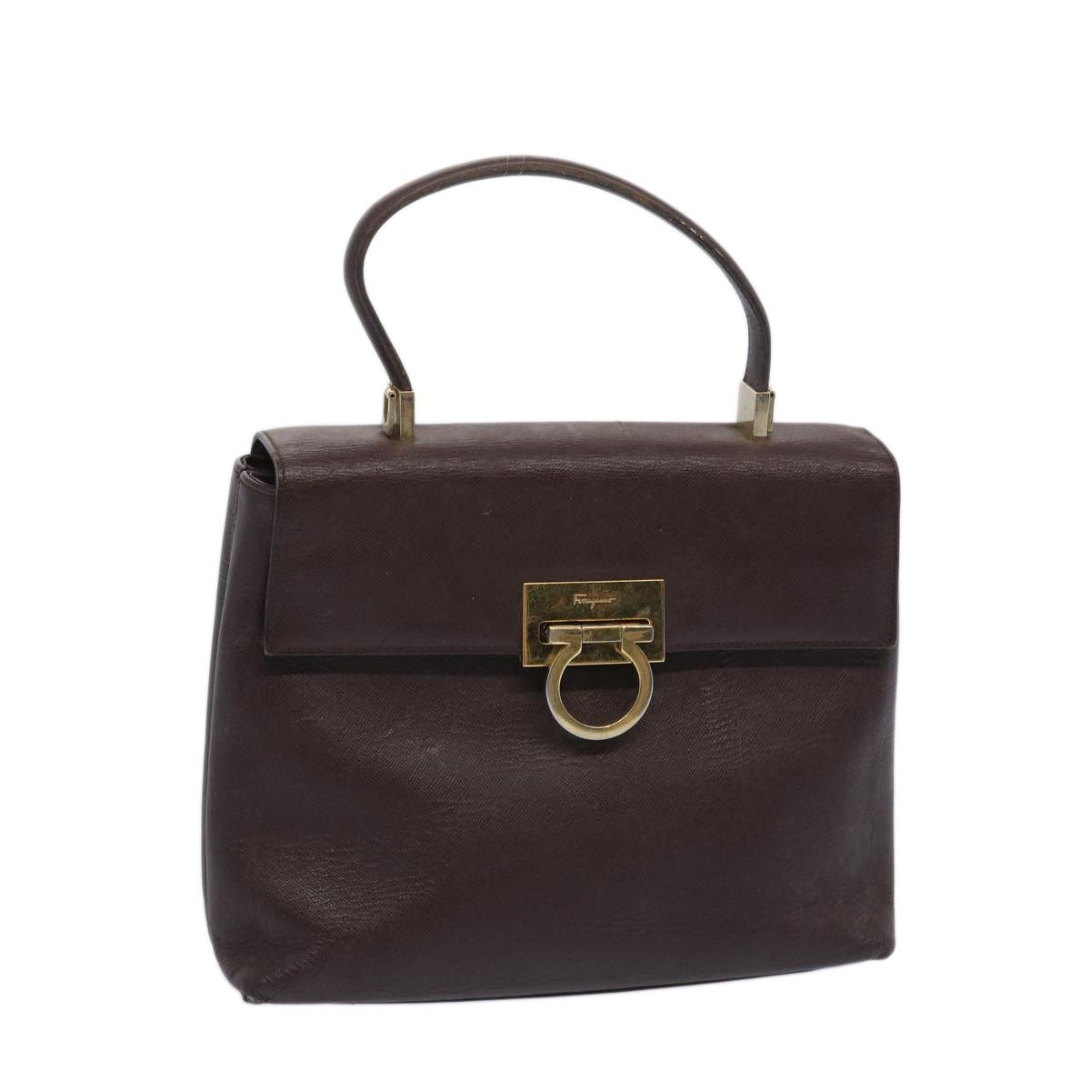 Salvatore Ferragamo Gancini Brown Leather Handbag (Pre-Owned) Size ONE SIZE - 8 Thumbnail