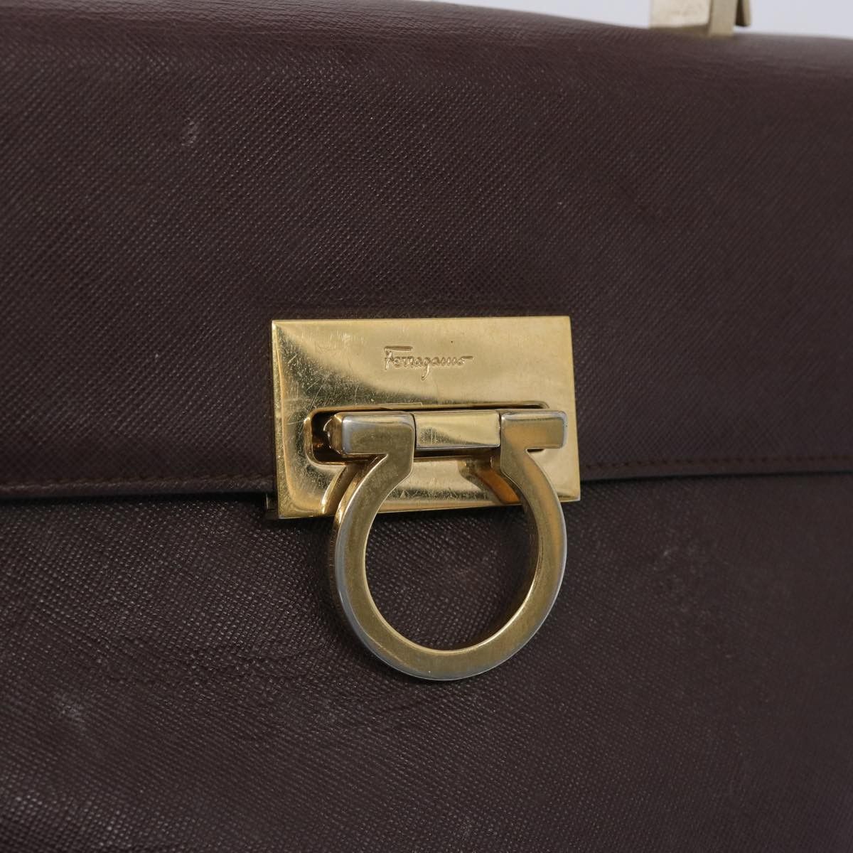 Salvatore Ferragamo Gancini Brown Leather Handbag (Pre-Owned) Size ONE SIZE - 17 Thumbnail