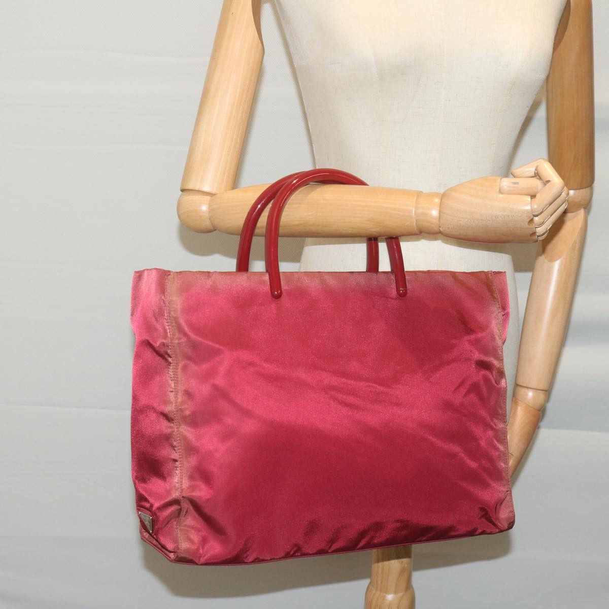 Prada Tessuto Burgundy Synthetic Handbag (Pre-Owned) Size ONE SIZE - 8 Thumbnail