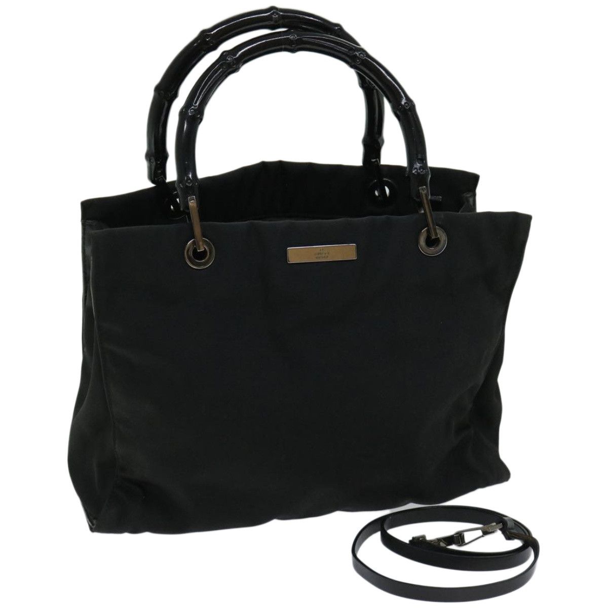Gucci Bamboo Black Synthetic Handbag (Pre-Owned) Size ONE SIZE - 10 Thumbnail