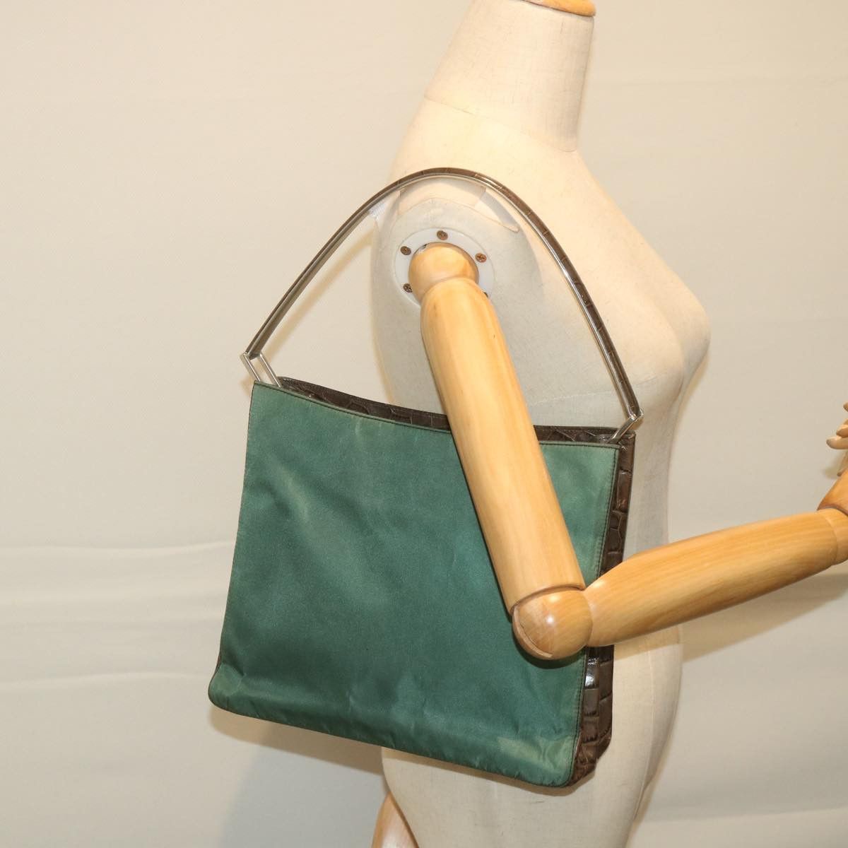 Prada Tessuto Green Synthetic Shoulder Bag (Pre-Owned) Size ONE SIZE - 7 Thumbnail