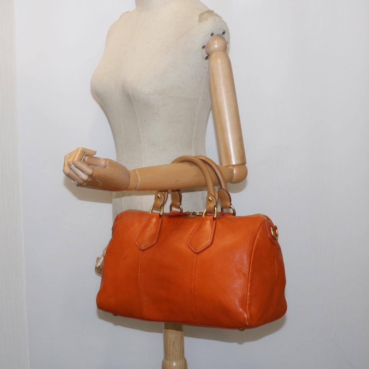 Prada Orange Leather Handbag (Pre-Owned) Size ONE SIZE - 7 Thumbnail