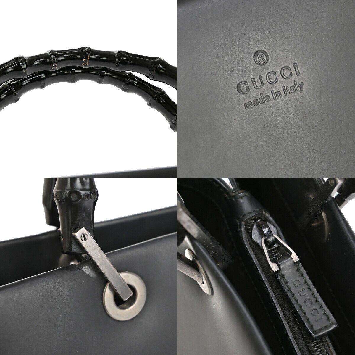 Gucci Bamboo Black Leather Handbag (Pre-Owned) Size ONE SIZE - 6 Thumbnail