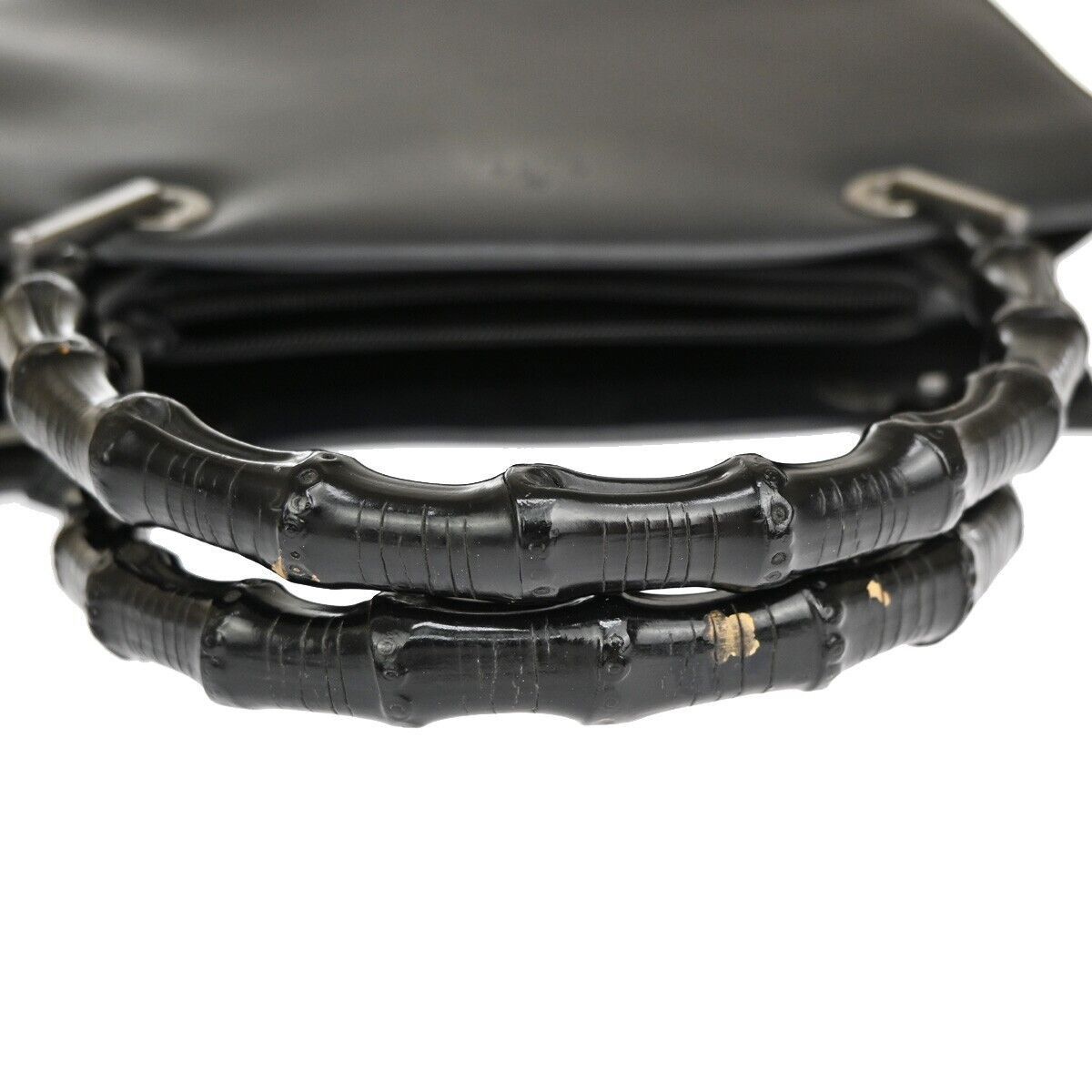 Gucci Bamboo Black Leather Handbag (Pre-Owned) Size ONE SIZE - 4 Thumbnail
