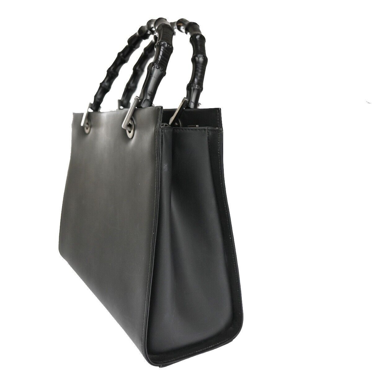 Gucci Bamboo Black Leather Handbag (Pre-Owned) Size ONE SIZE - 3 Thumbnail