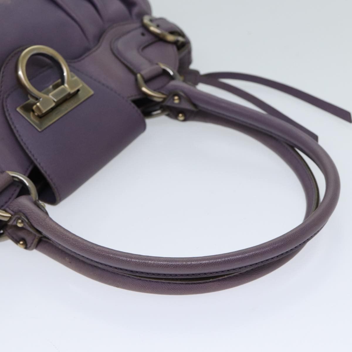 Salvatore Ferragamo Gancini Purple Leather Handbag (Pre-Owned) Size ONE SIZE - 10 Thumbnail